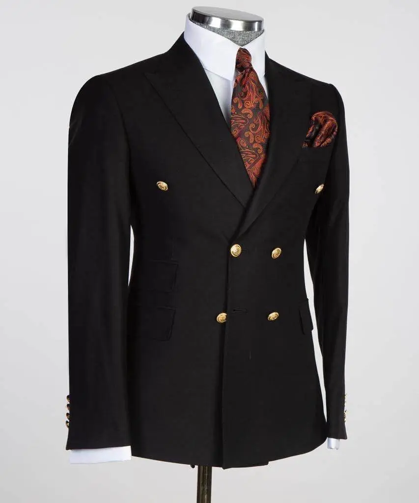 Double Breasted Black Suit Peak Lapel 2pc — photograph 3