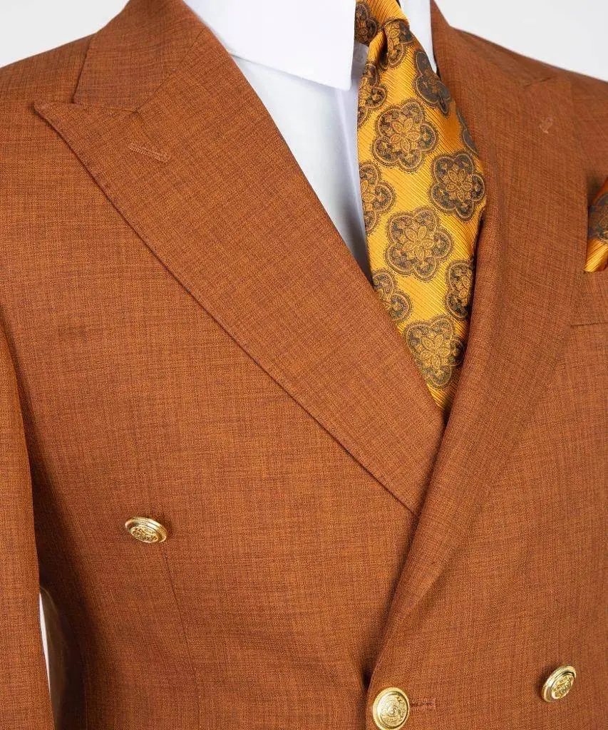 Double Breasted Camel Suit Peak Lapel 2pc — photograph 2