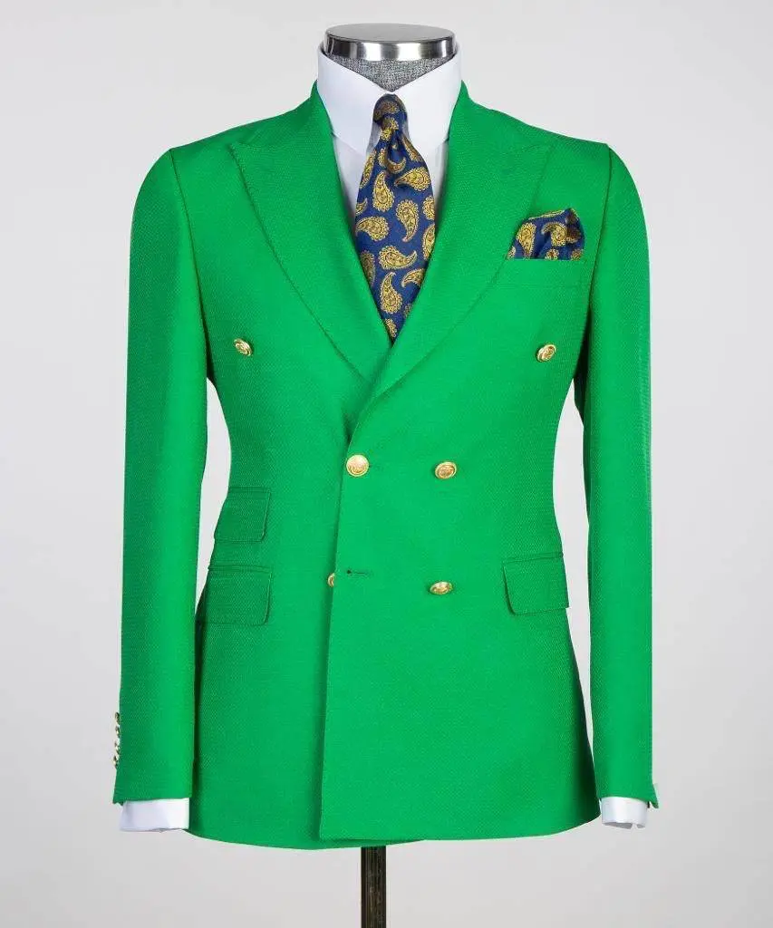 Double Breasted Green Suit Peak Lapel 2pc — photograph 1