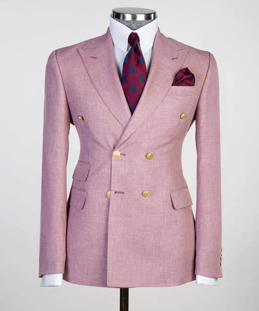 Double Breasted Pink Suit Peak Lapel 2pc — photograph 1