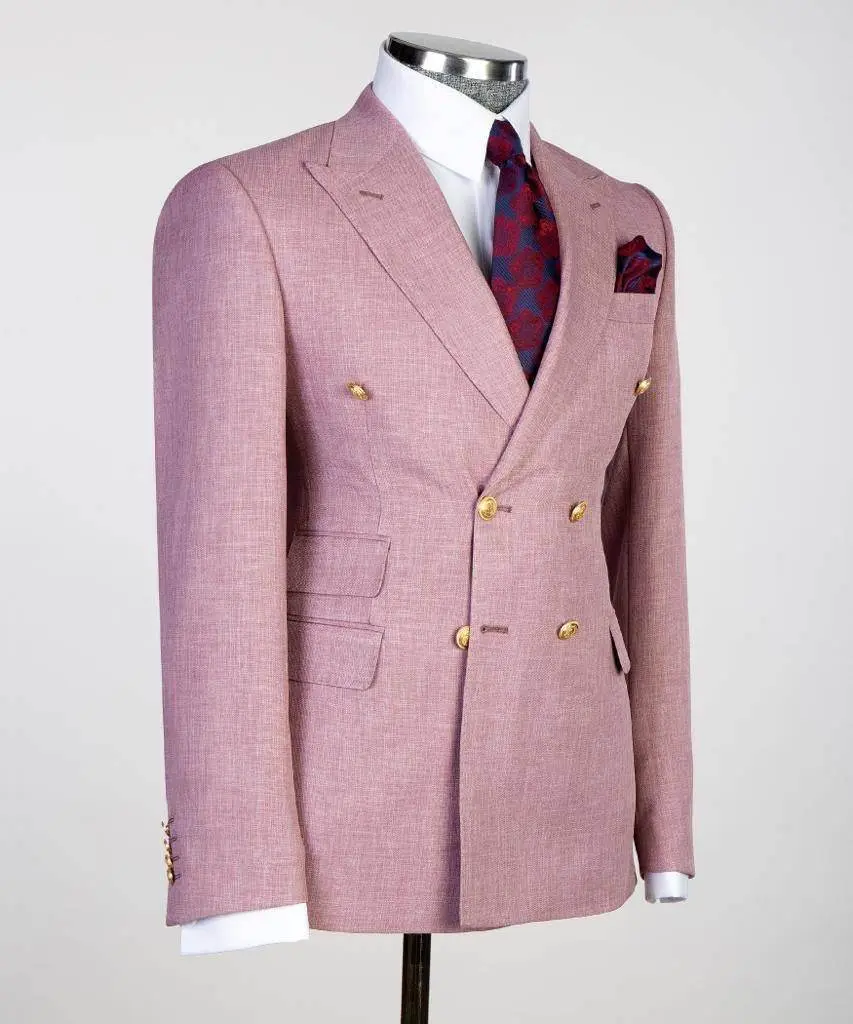 Double Breasted Pink Suit Peak Lapel 2pc — photograph 2