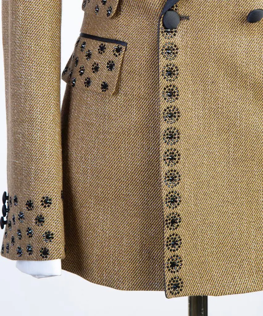 Men's Suit 2 Piece Double Breasted Gold — photograph 5