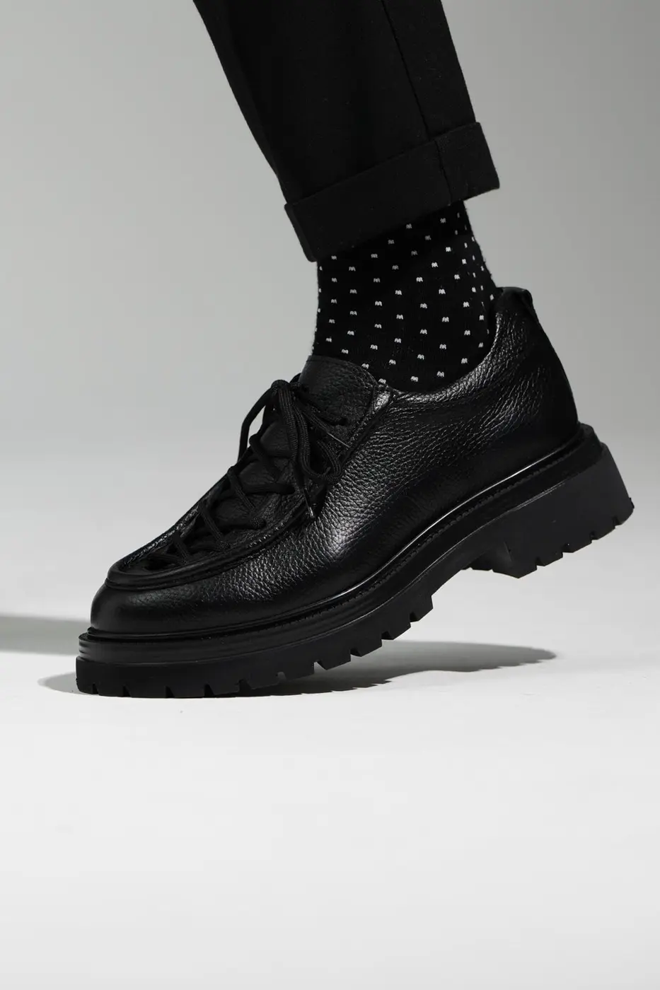 Black Leather LaceUp Shoes for Men — photograph 5