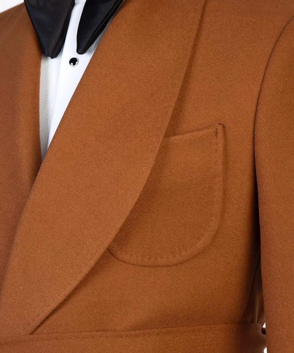 Camel Double Breasted Men’s Long Coat — photograph 2