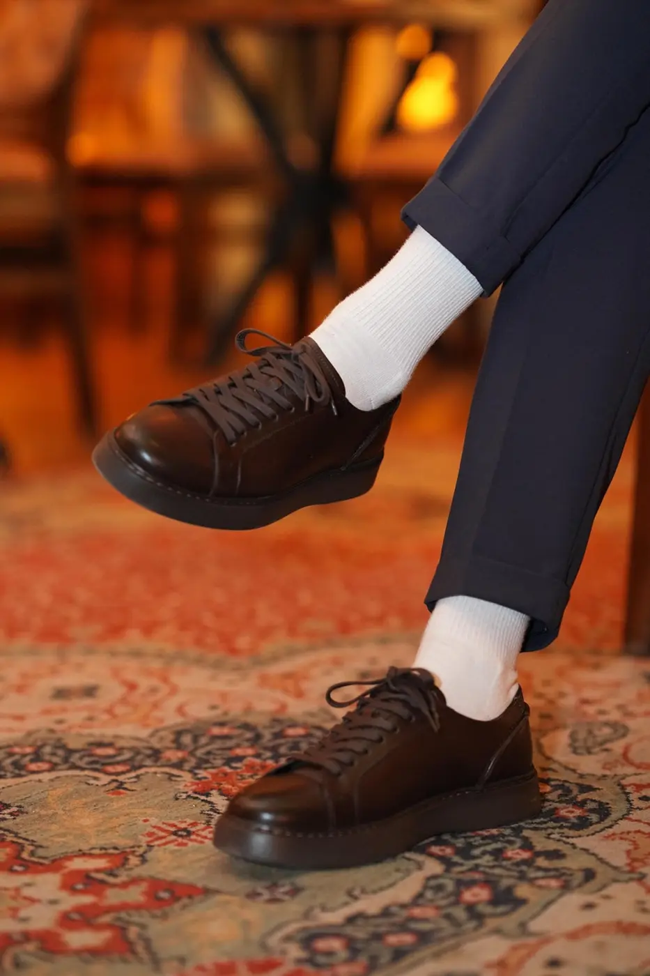 Brown Leather Sneakers for Men — photograph 1