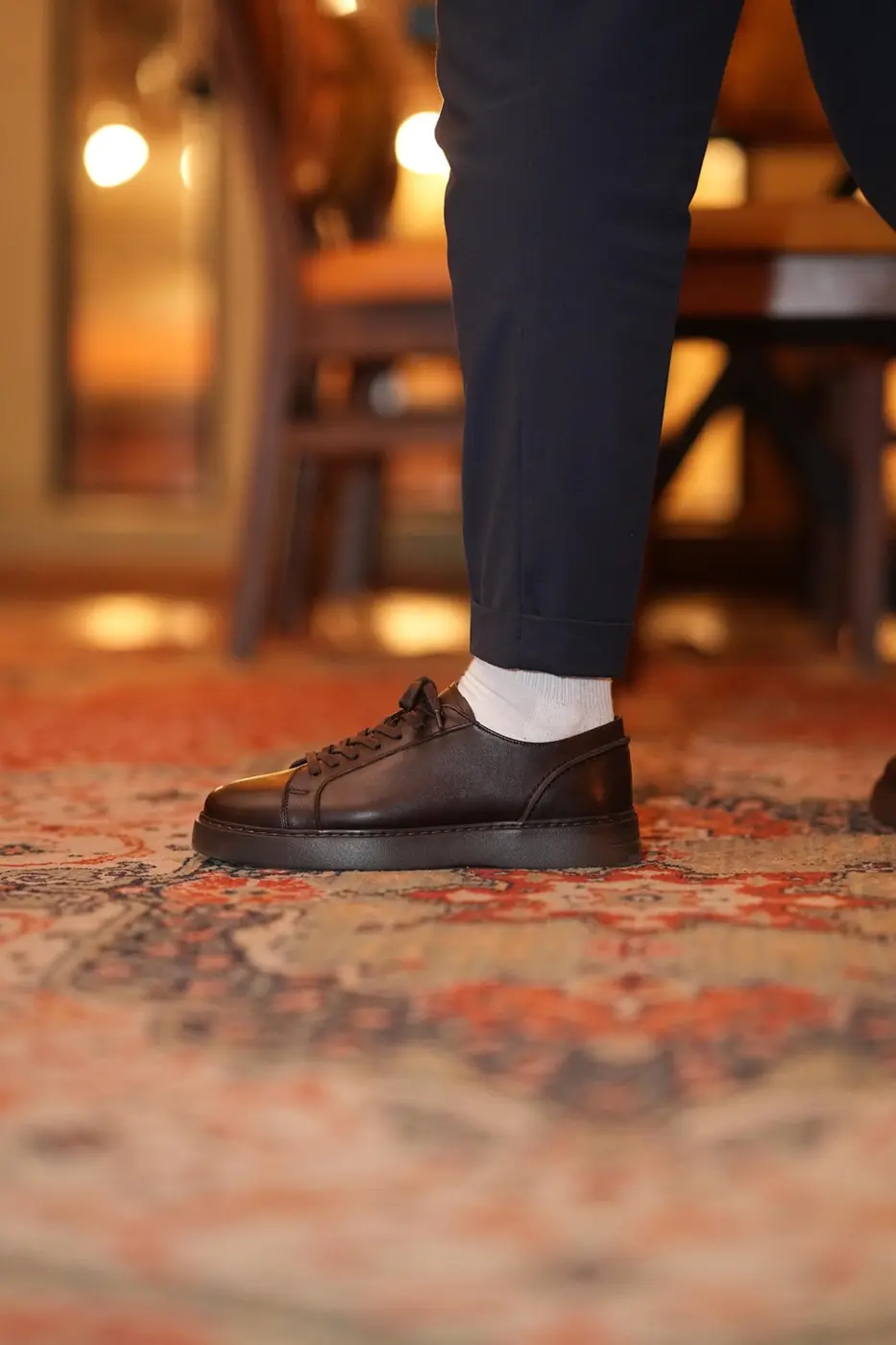 Brown Leather Sneakers for Men — photograph 4