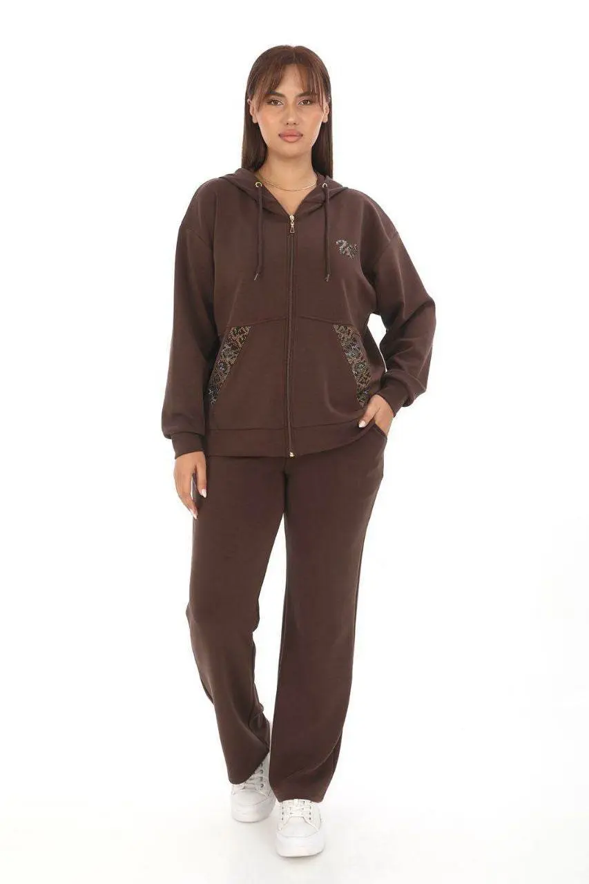 Brown Tracksuit Set-Hooded-2-Piece — photograph 1