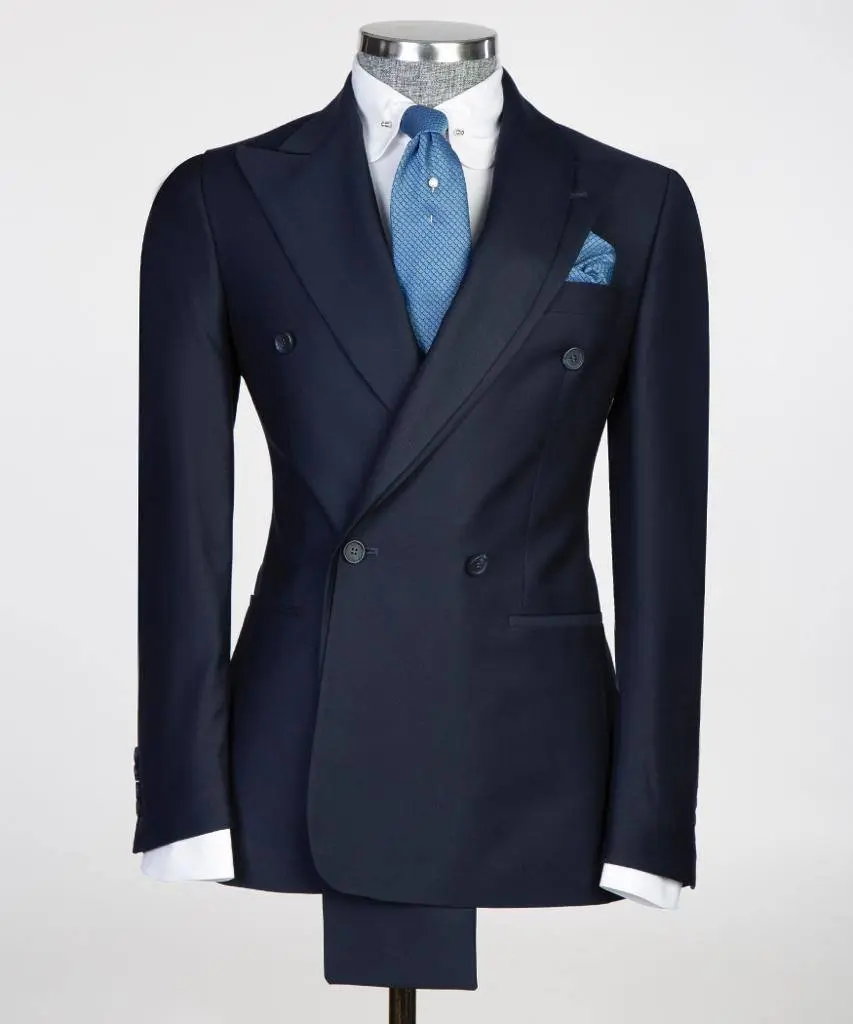 Shawl Design Double Breasted Navy Suit — photograph 1