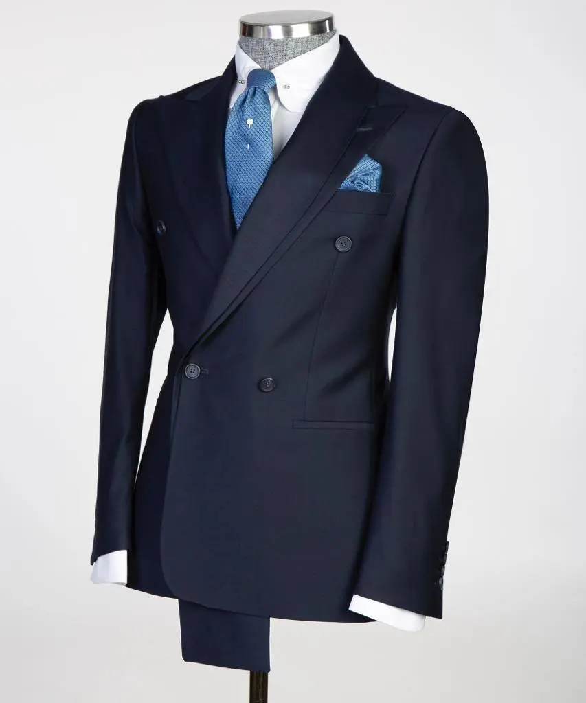 Shawl Design Double Breasted Navy Suit — photograph 4