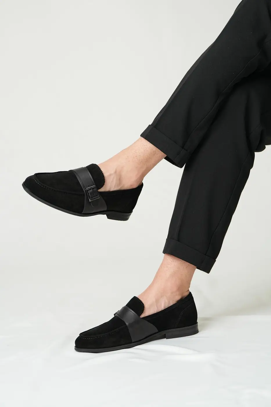 Genuine Leather Men’s Black Suede Loafer-Chester — photograph 1