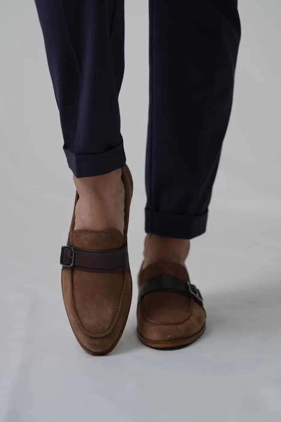 Genuine Leather Men’s Brown Suede Loafer-Chester — photograph 3