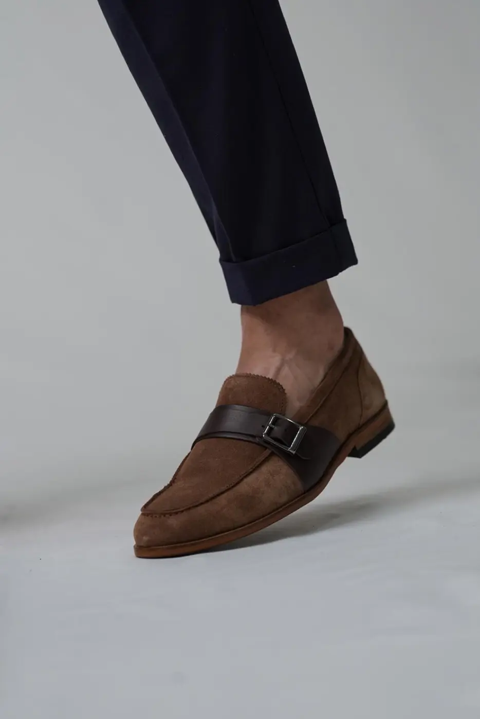 Genuine Leather Men’s Brown Suede Loafer-Chester — photograph 4