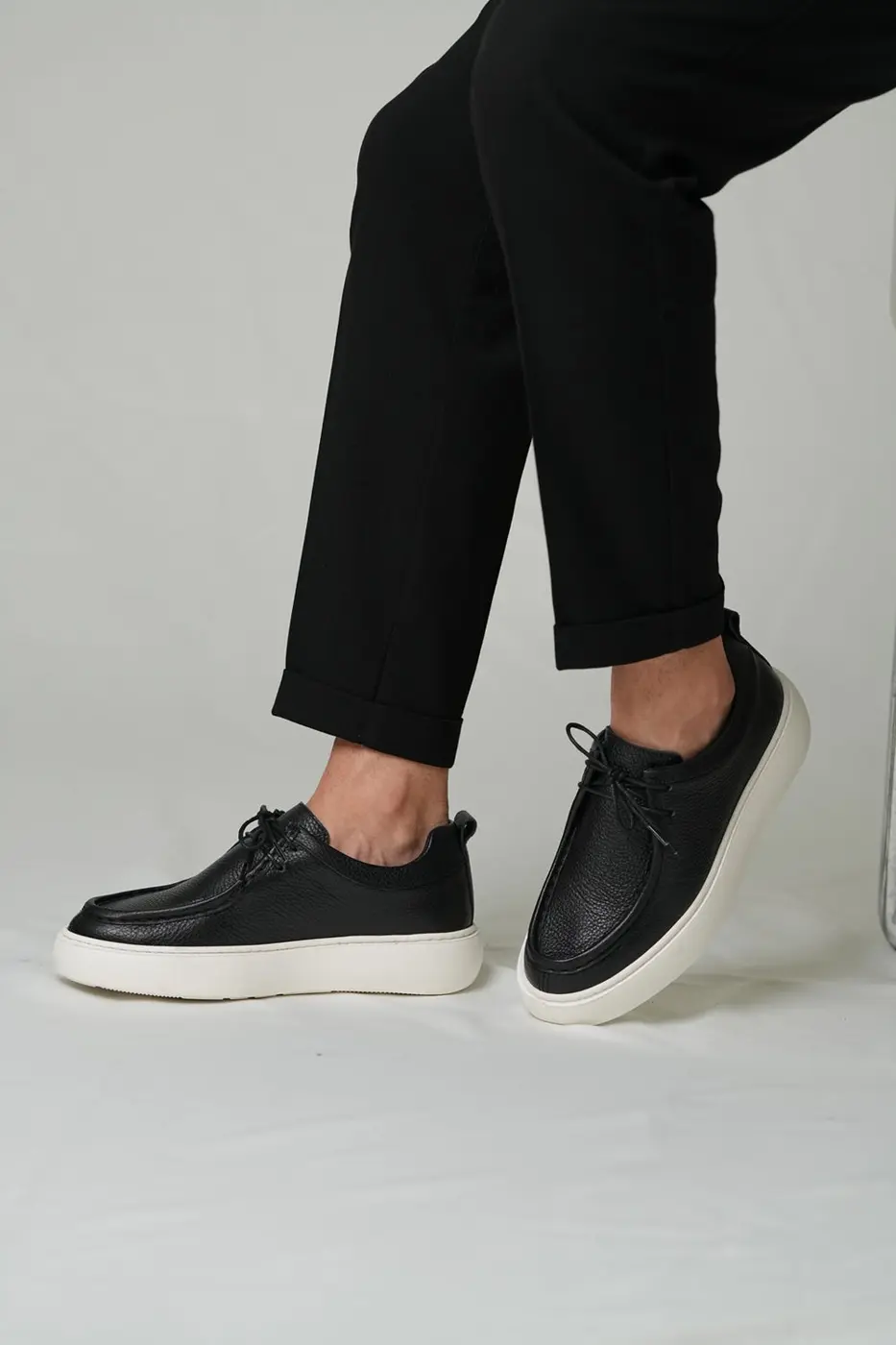 Genuine Leather Men’s Casual Black Shoes-Casandra — photograph 1