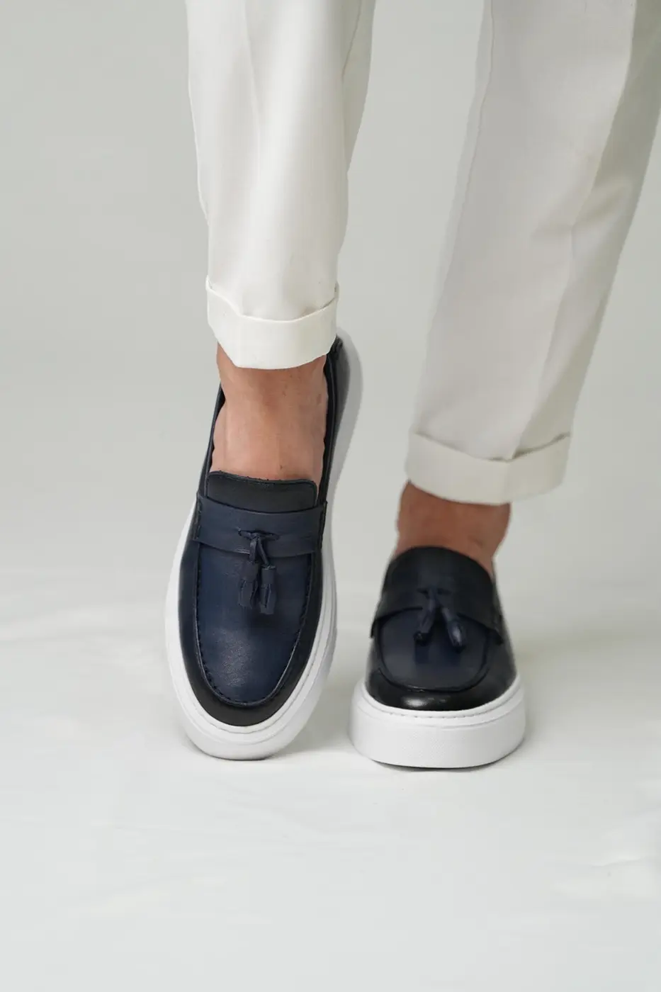 Genuine Leather Men’s Navy Loafer — photograph 2