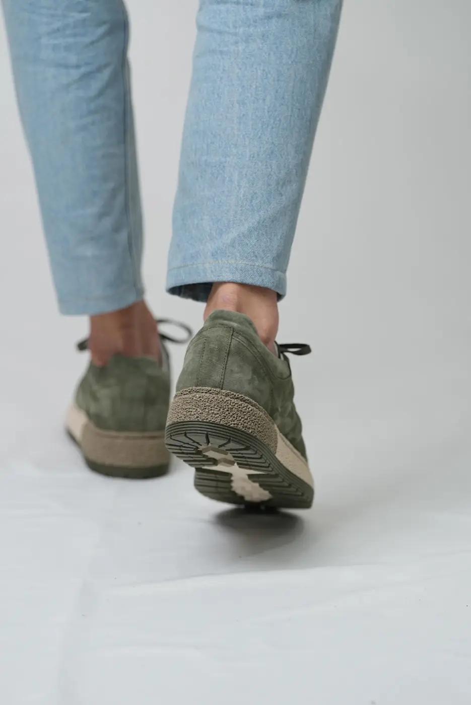 Green Suede Sneakers for Men — photograph 4