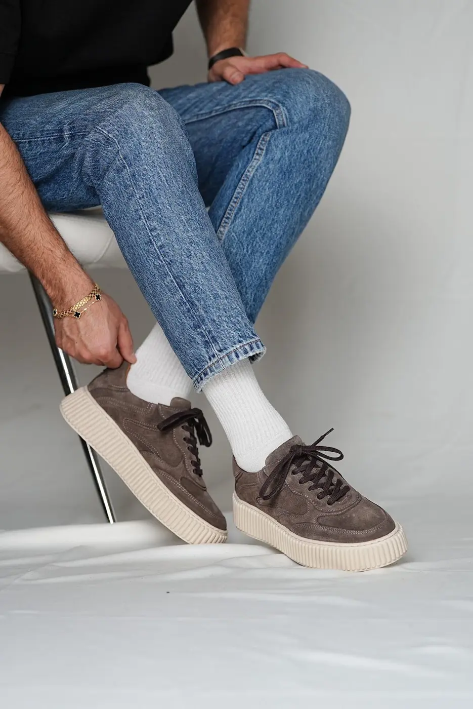 Light Brown Suede Sneakers for Men — photograph 1