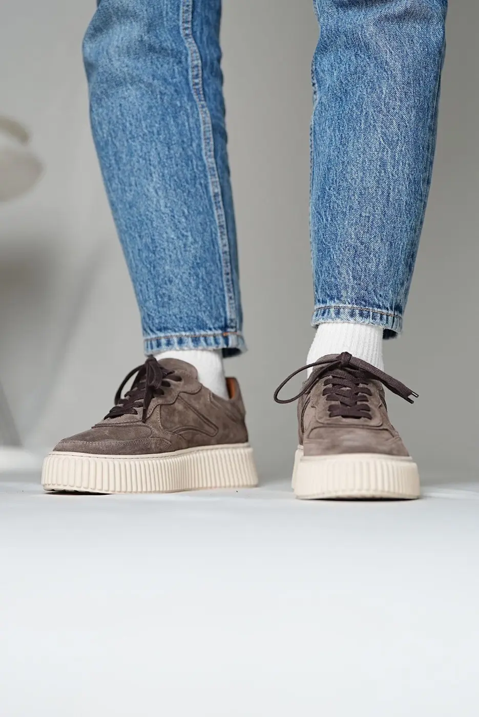 Light Brown Suede Sneakers for Men — photograph 6
