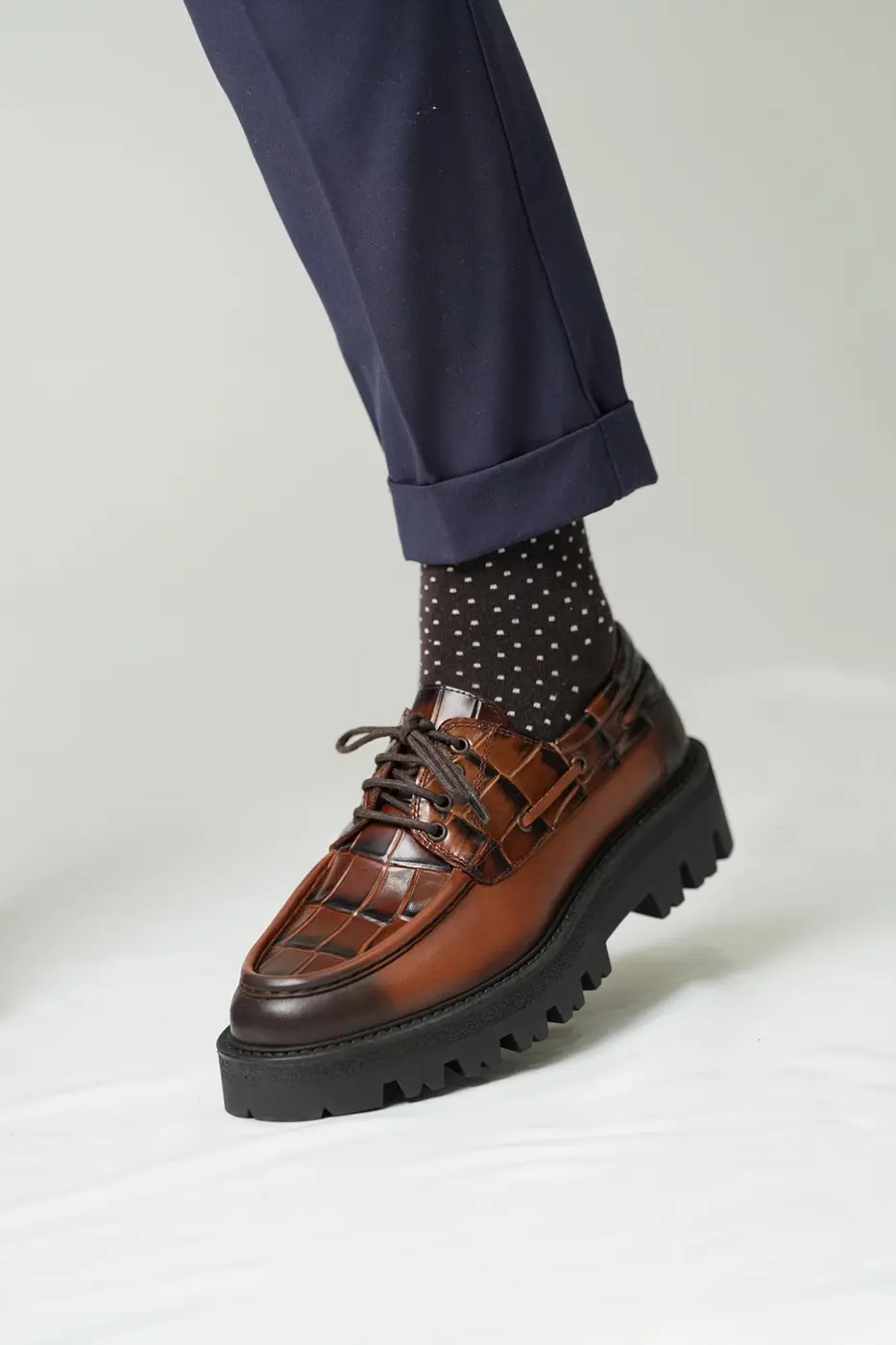 Men’s, Chroc- Embossed Brown Shoes — photograph 2