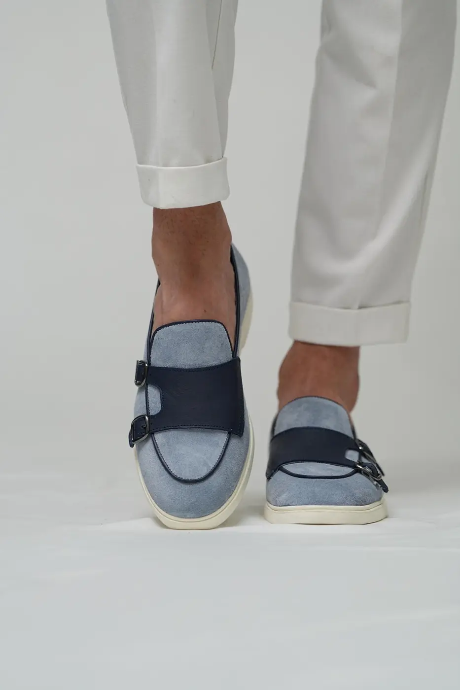 Men’s Blue & Navy Leather Loafers-Duncan — photograph 3