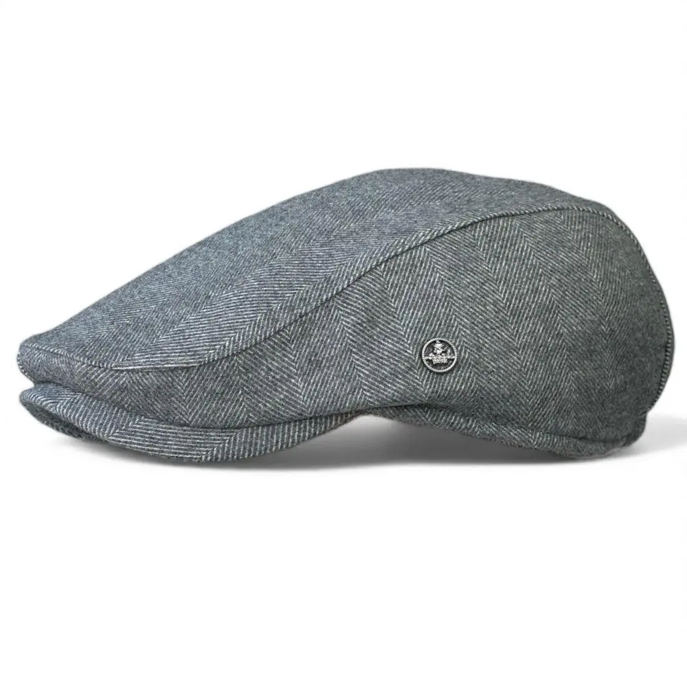 Men’s Grey Textured Flat Cap – Peaky Blinders Style — photograph 1