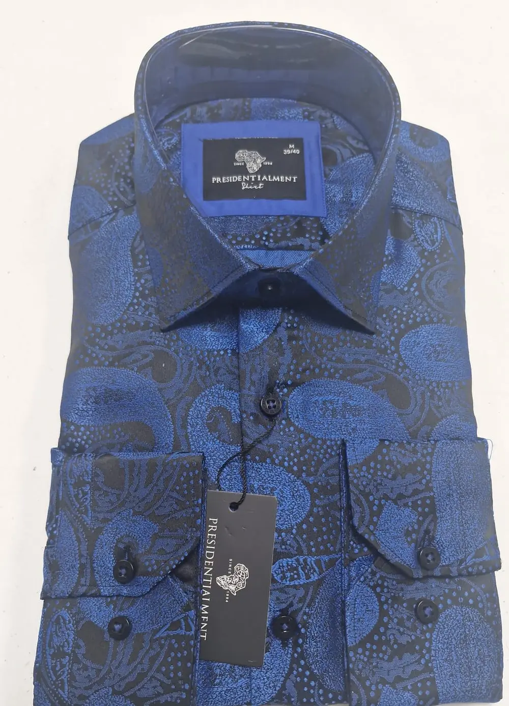 Men’s Patterned Dress Shirt Blue — photograph 2