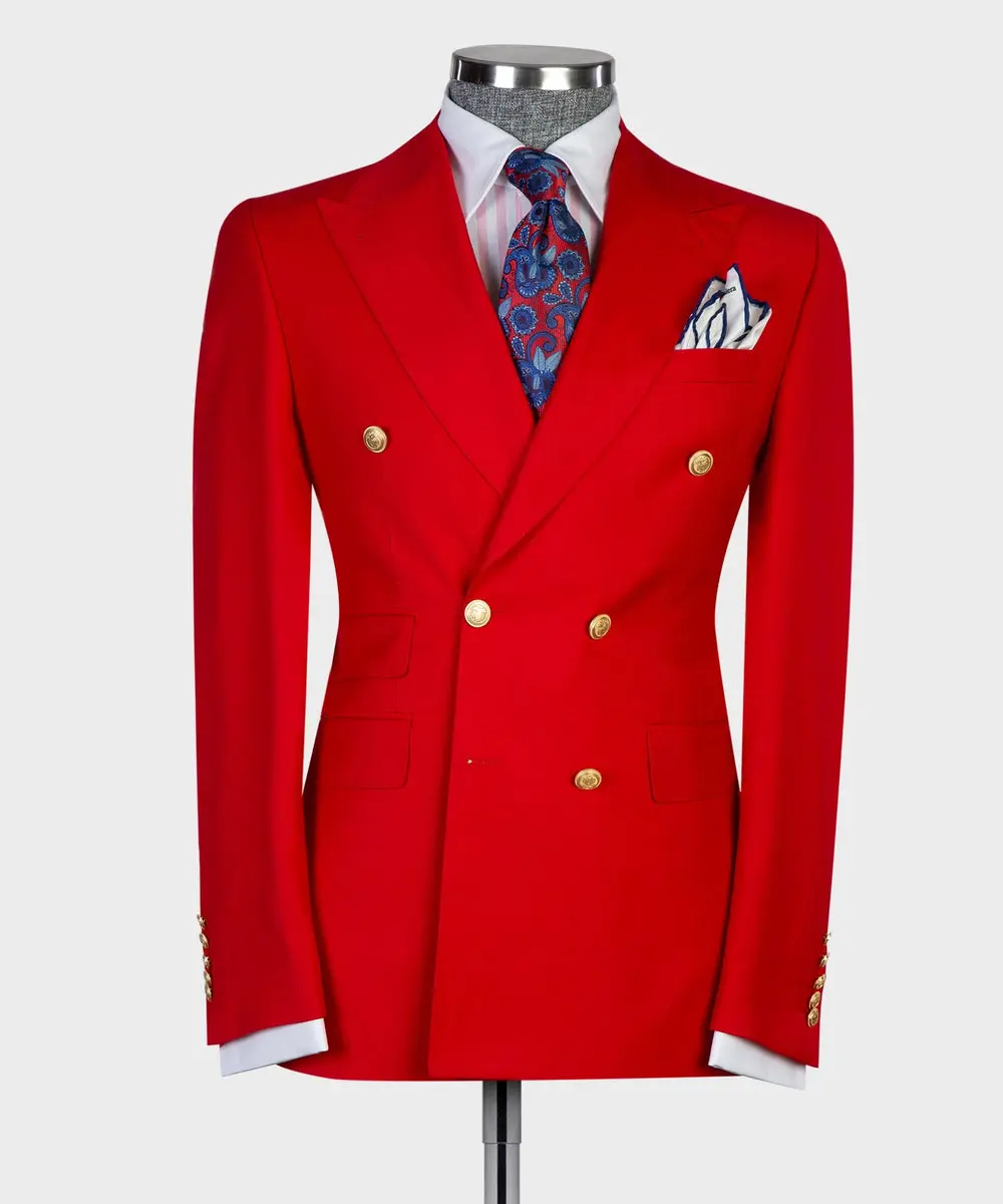 Men's 2 Piece Double Breasted Red Suit — photograph 1