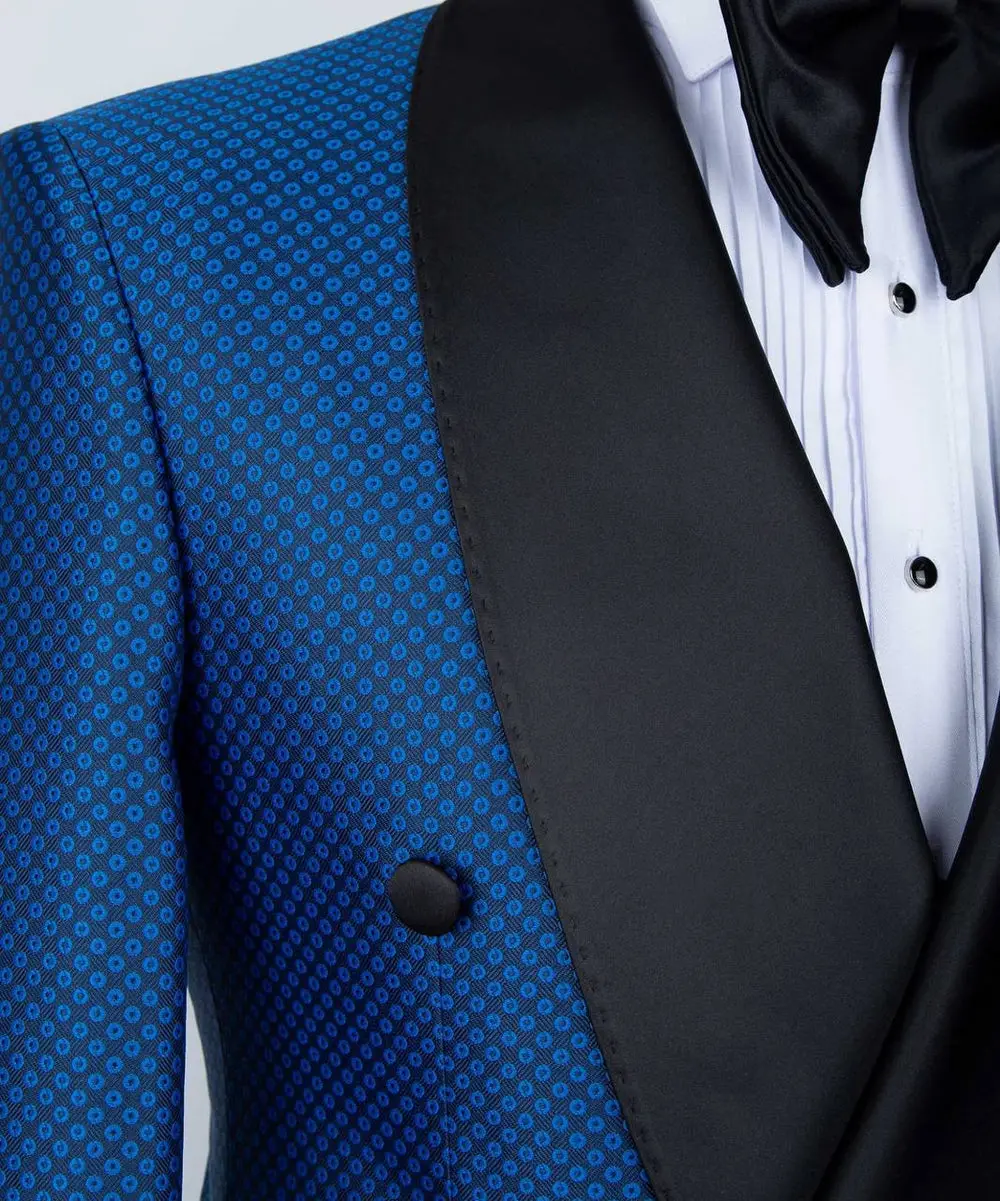 Men's 2 Piece Double Breasted Blue Tuxedo — photograph 2