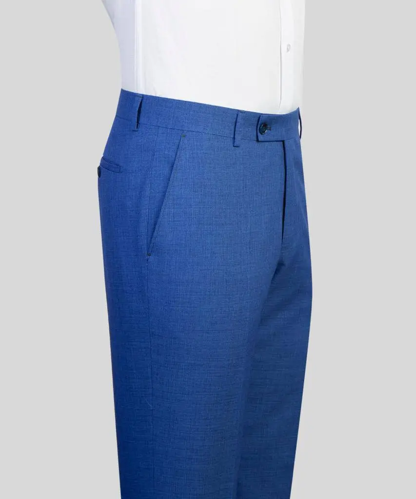 Men's 2 Piece Suit, Blue, Belted Design, Costume, Blazer with Pockets — photograph 5