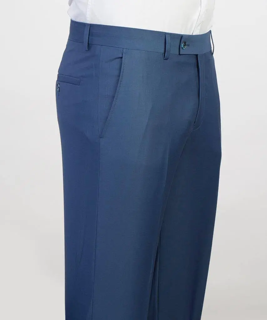 Men's 2 Piece Blue Suit Pocket Detail — photograph 4