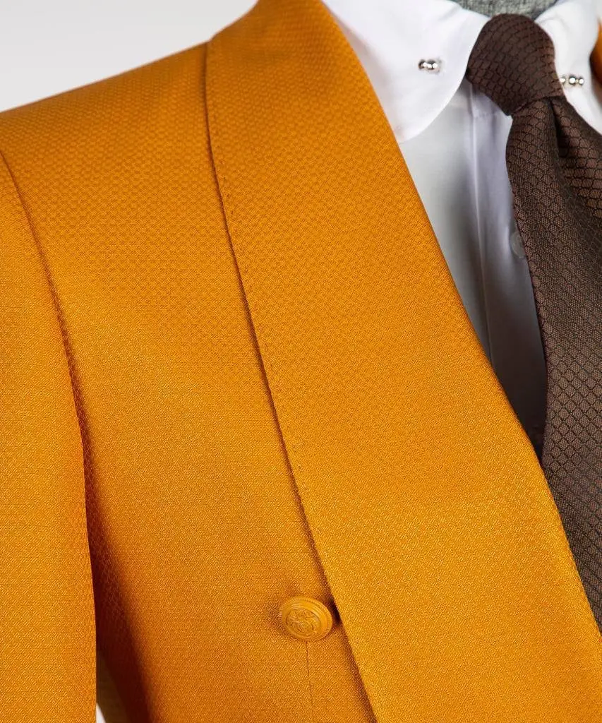 Men's 2 Piece Suit, Orange, Belted Design, Costume — photograph 2