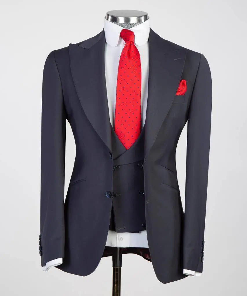 Men's 3 Piece Classic Dark Grey Suit — photograph 1