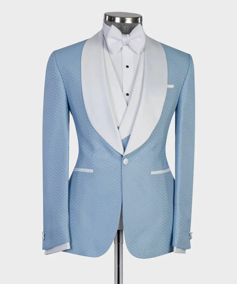 Men's 3 Piece Blue Tuxedo, Suit, Costume — photograph 1