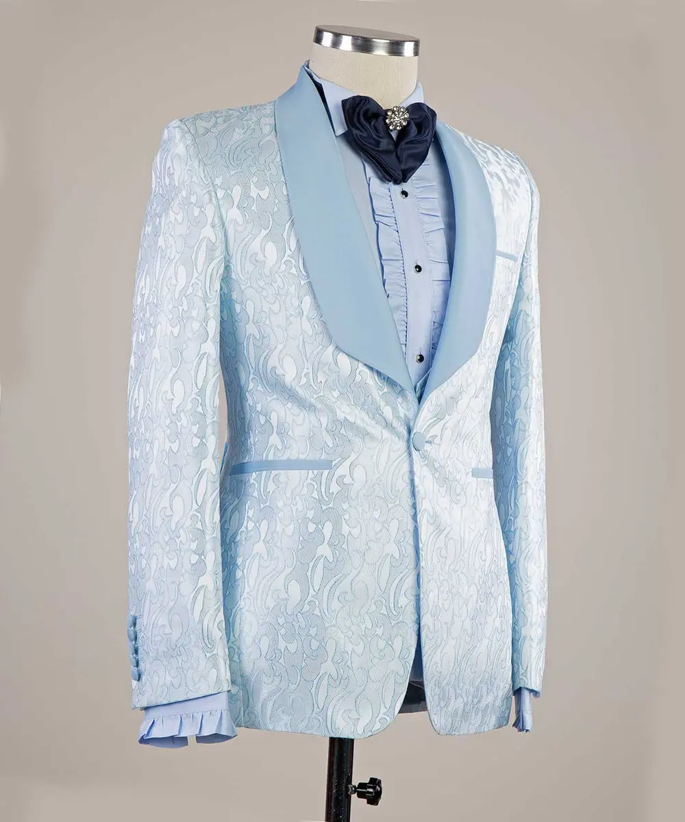 Men's 3 Piece Tuxedo, Suit, Blue — photograph 3