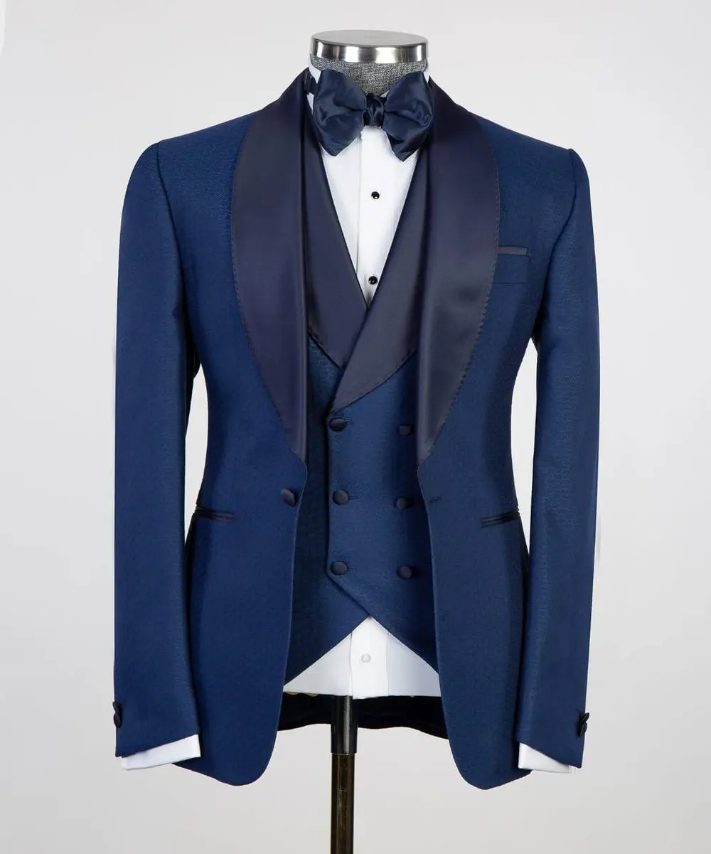 Men's 3 Piece Royal Blue Tuxedo Suit — photograph 1