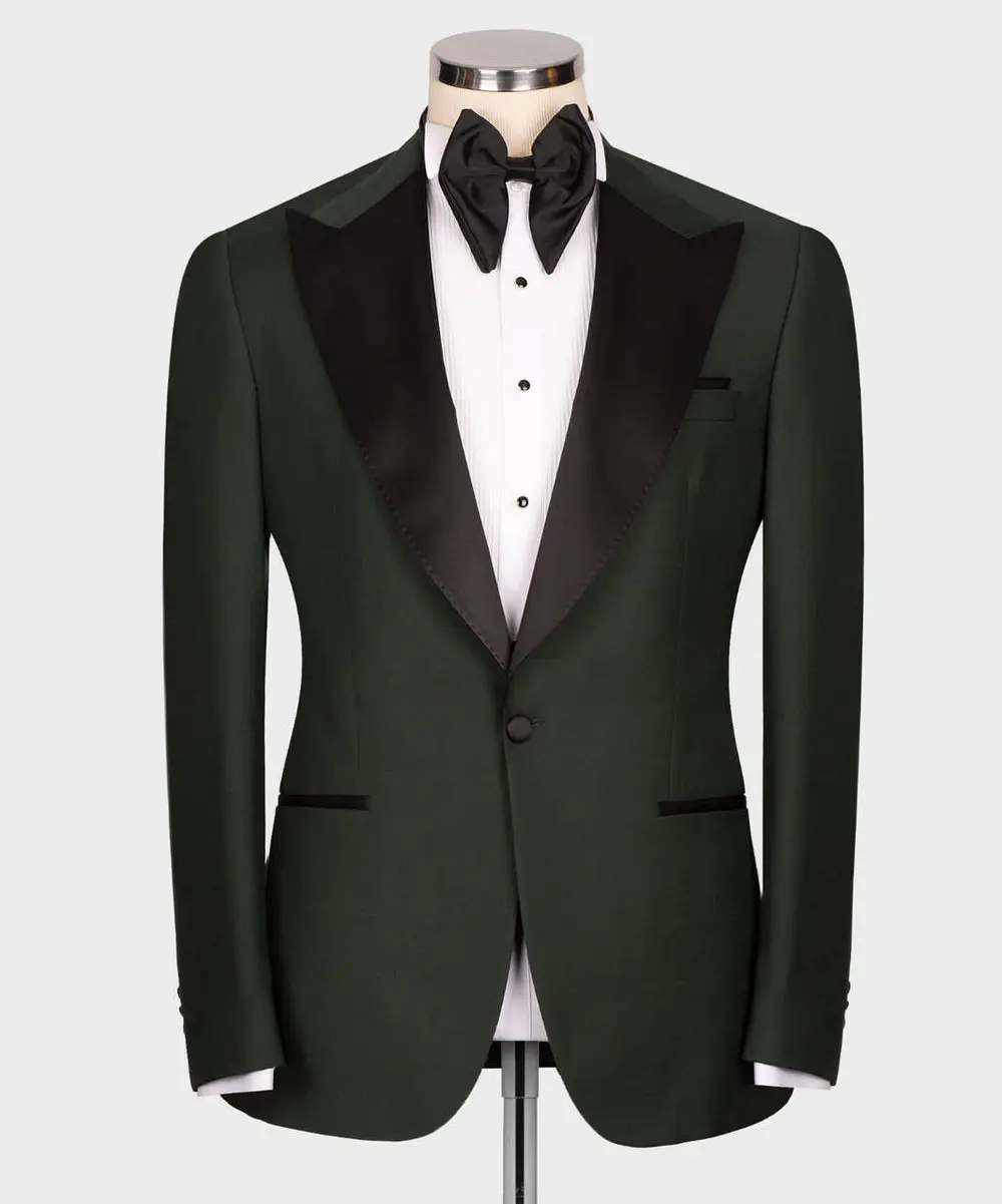 Men's 3 Piece Green/BlackTuxedo Suit — photograph 1