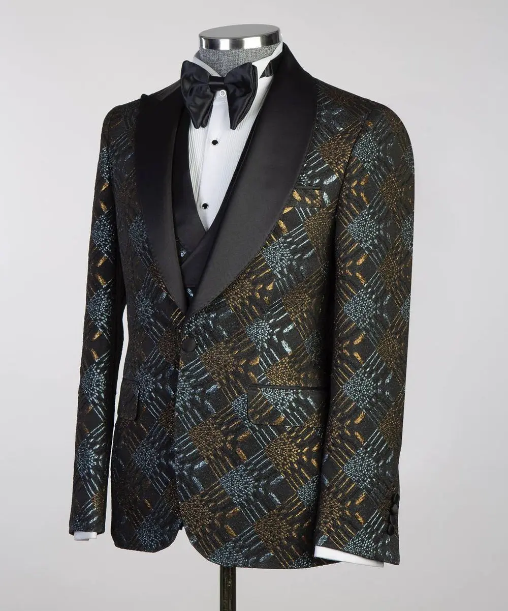 Men's Black Tuxedo-Asymmetrical Satin Lapel — photograph 5