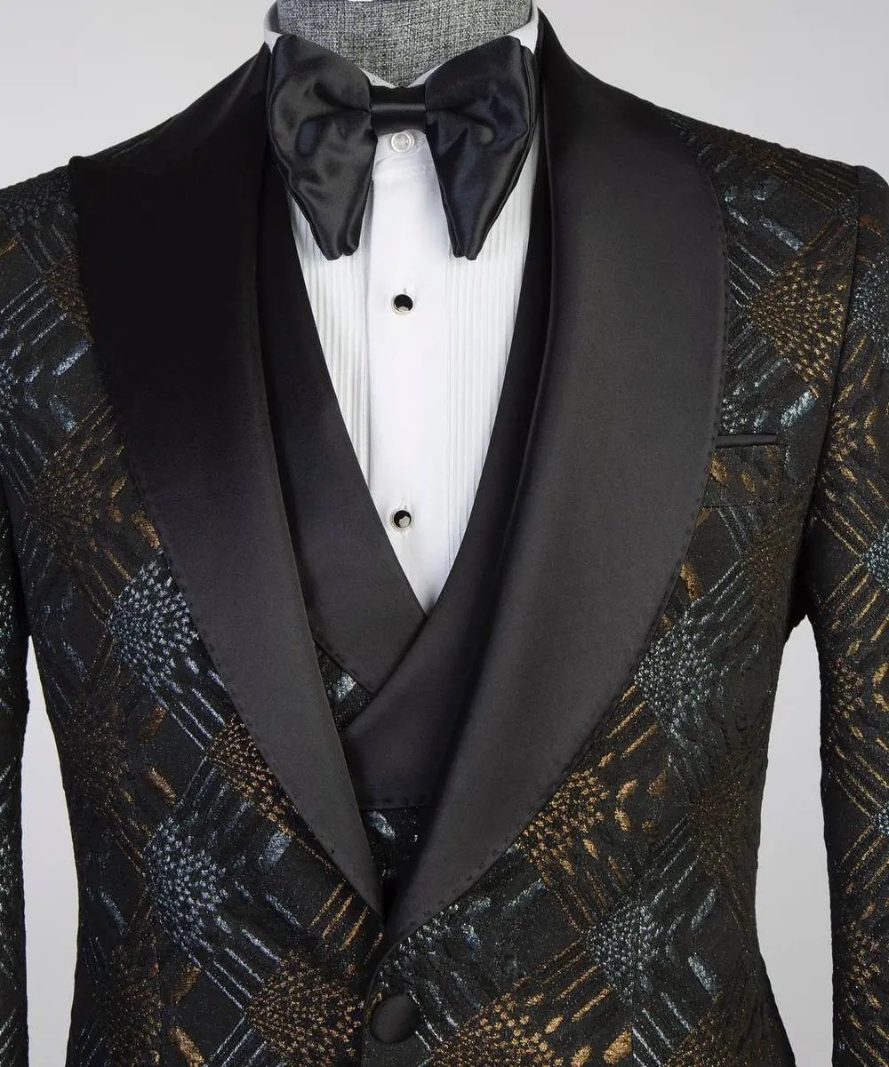 Men's Black Tuxedo-Asymmetrical Satin Lapel — photograph 6