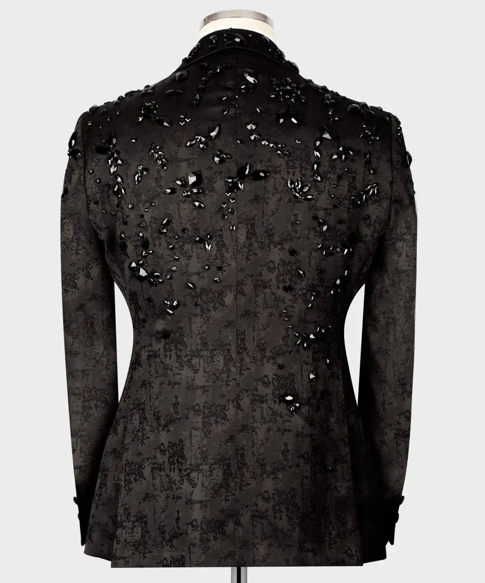 Men's Black Tuxedo, Beaded Design — photograph 4