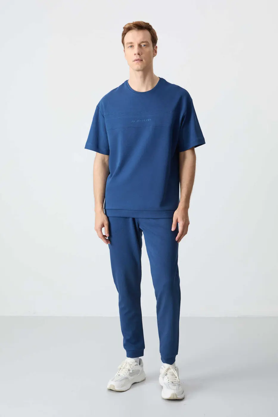 Men's-Blue-Short Sleeve-Tracksuit Set — photograph 1