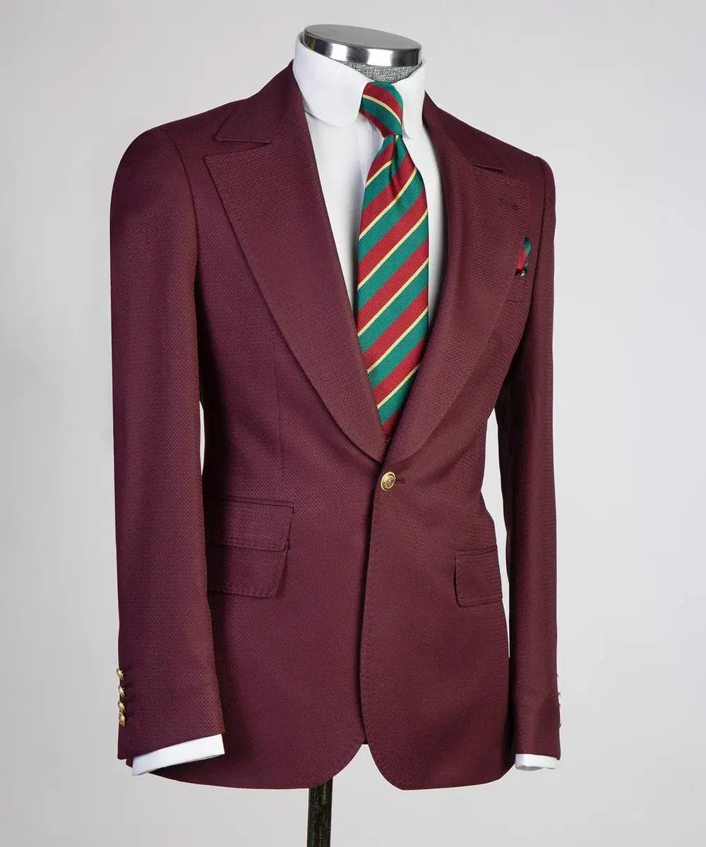 Men's Classic Suit -3 Piece Set -Burgundy — photograph 5