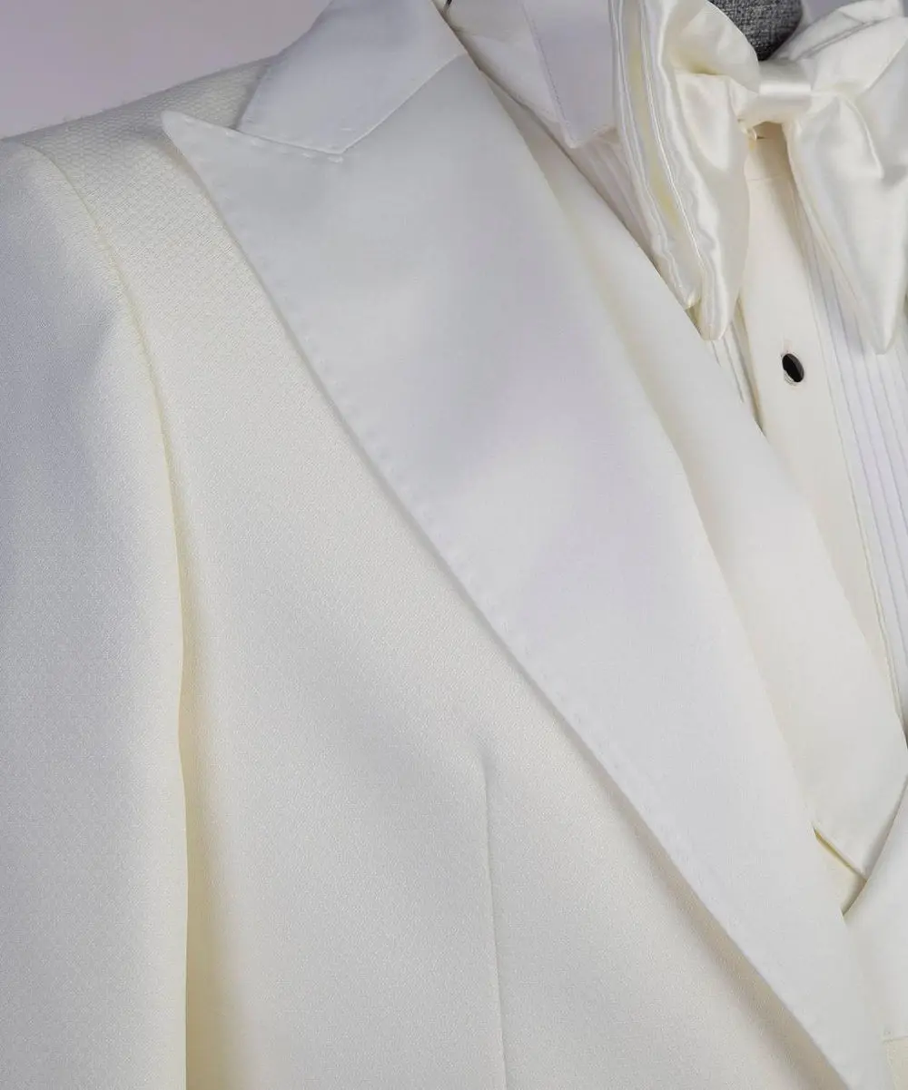 Men's Cream Tuxedo-Asymmetrical Satin Lapel — photograph 2