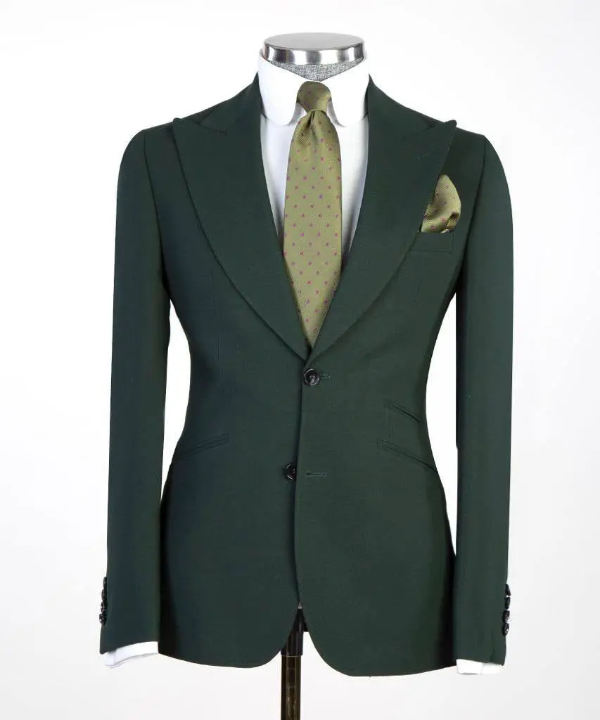 Men's 3 Piece Classic Olive Green Suit — photograph 3