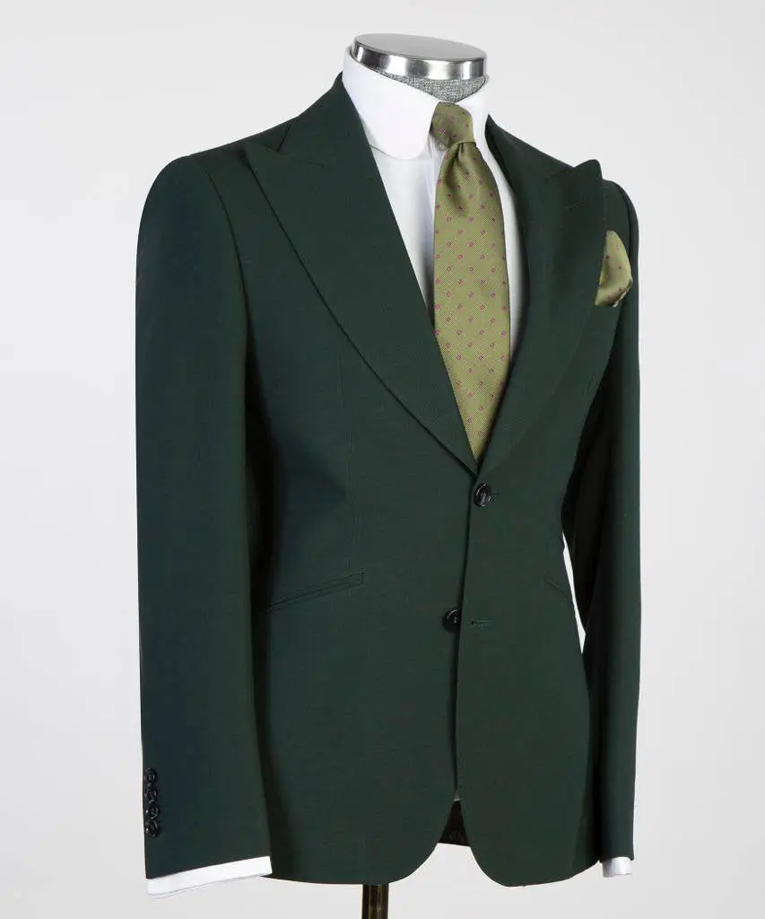 Men's 3 Piece Classic Olive Green Suit — photograph 5