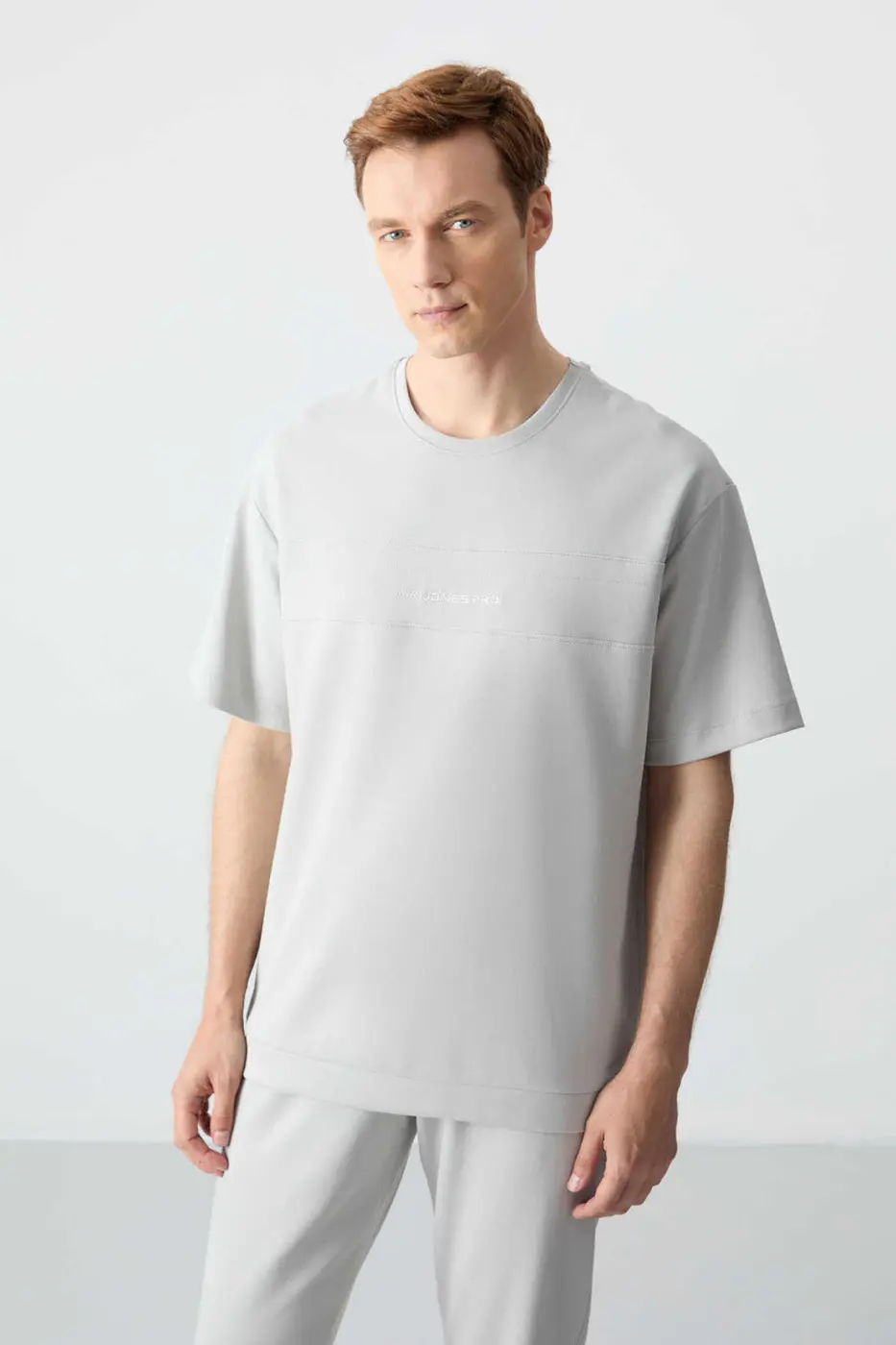 Men's-Grey-Short Sleeve-Tracksuit Set — photograph 4