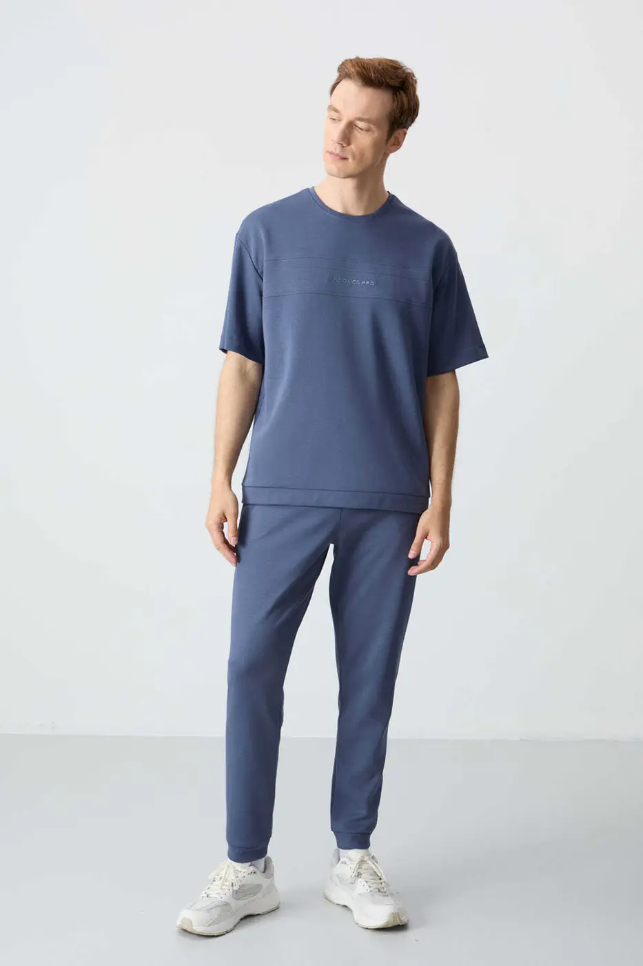 Men's-Petrol Blue-Short Sleeve-Tracksuit Set — photograph 1