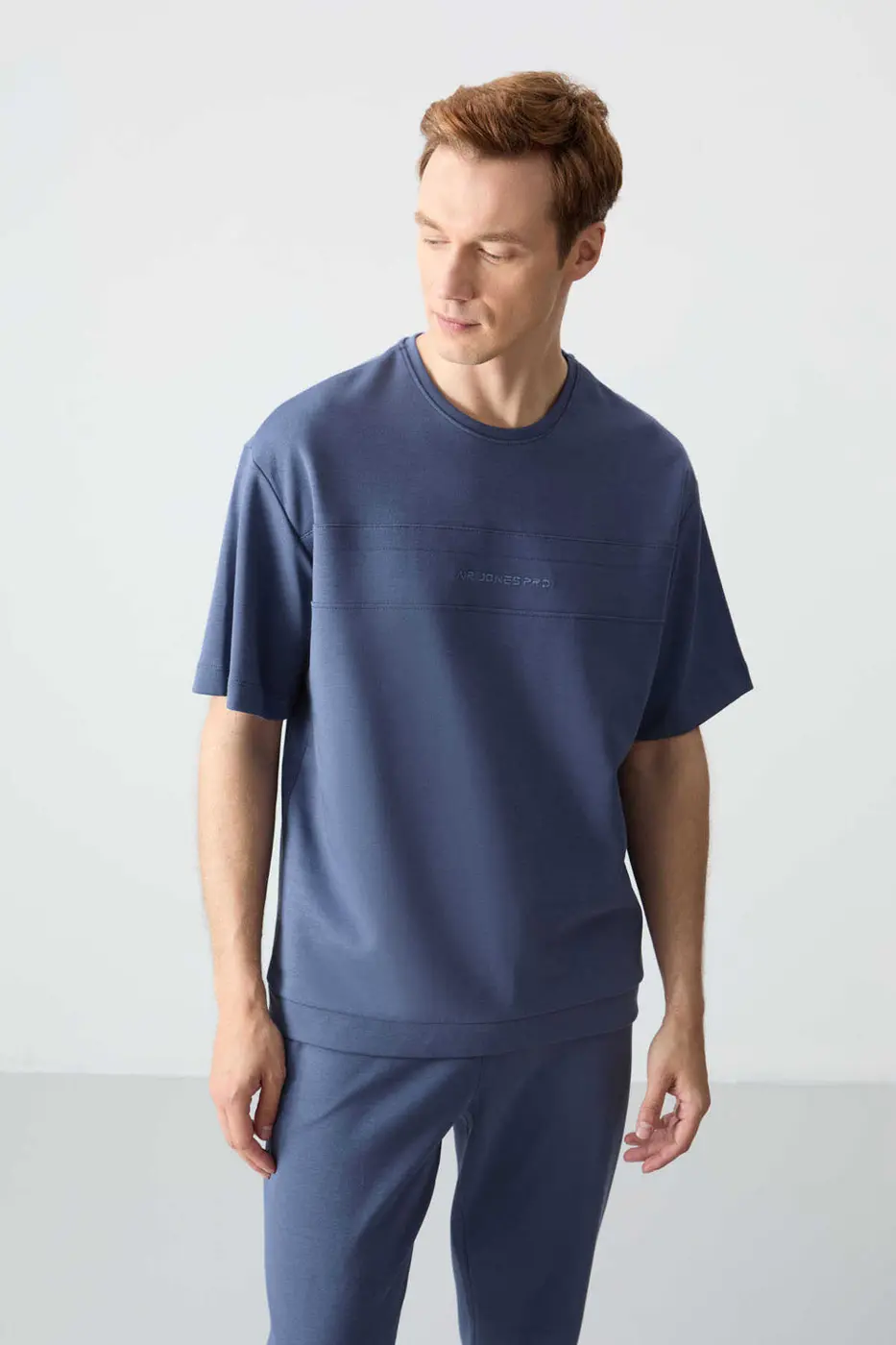 Men's-Petrol Blue-Short Sleeve-Tracksuit Set — photograph 4