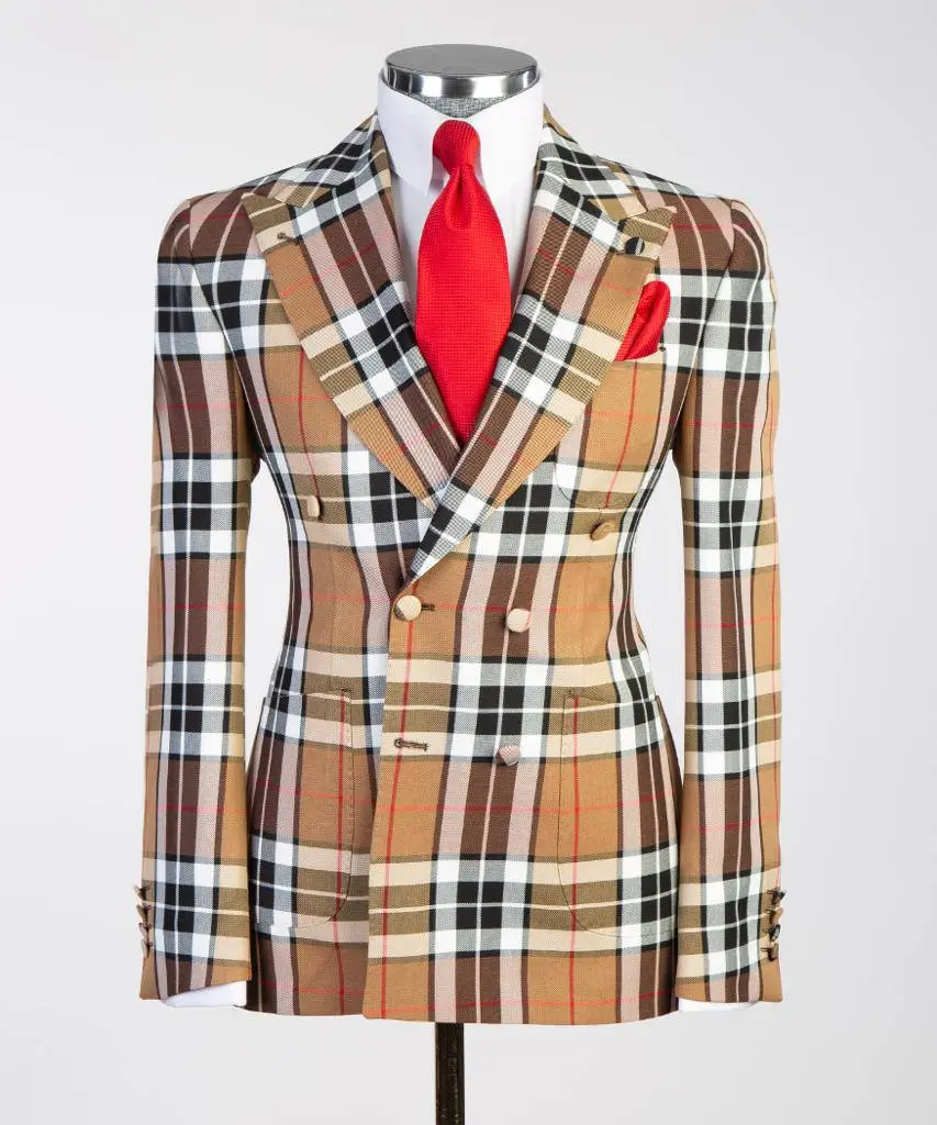 Men's 2 Piece Plaided Suit, Double Breasted — photograph 1
