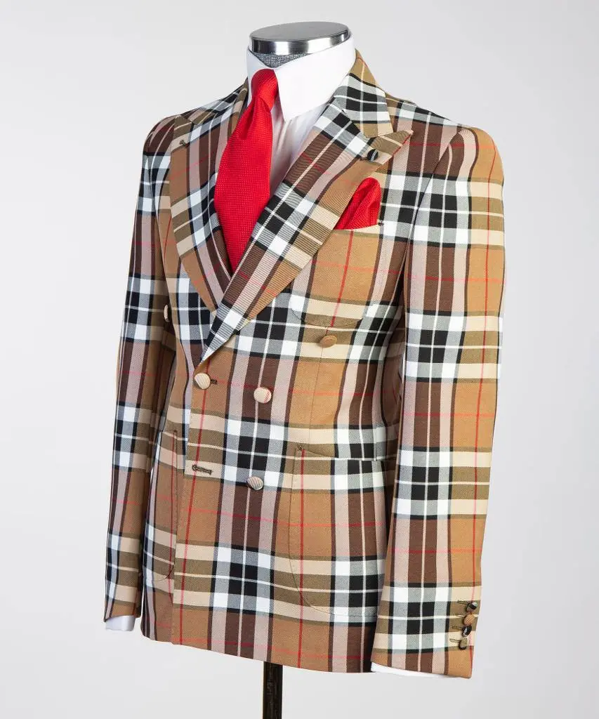 Men's 2 Piece Plaided Suit, Double Breasted — photograph 2