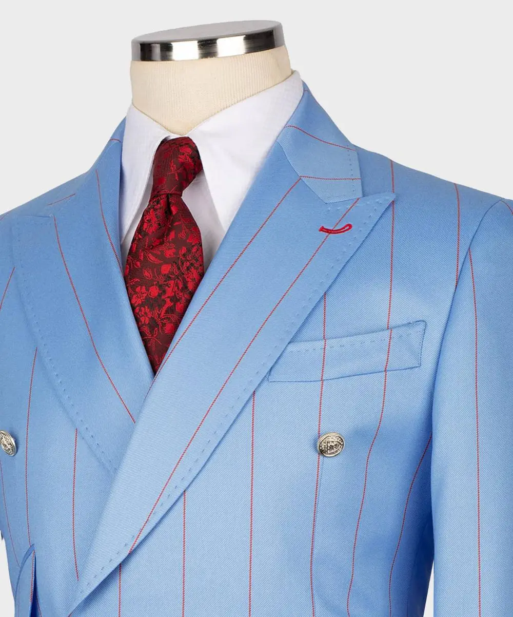 Men's Suit -2 Piece Double Breasted Stripy — photograph 2