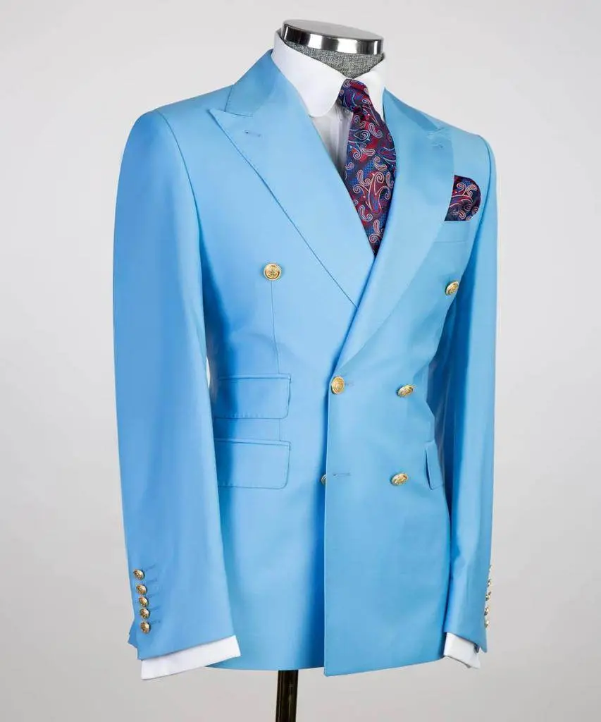 Double Breasted Blue Suit Peak Lapel 2pc — photograph 4